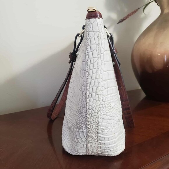 Brahmin Melbourne Ivory Pecan Medium Asher Tote Handbag - EUC - Picture 4 of 6